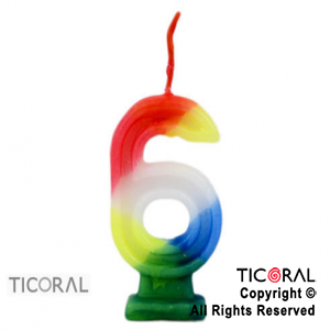 VELA NUMEROTE N.6 FLUO TRICOLOR x 10